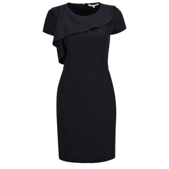 Maje Fanny Asymmetrical Flounce Sheath Dress - Picture 2 of 8